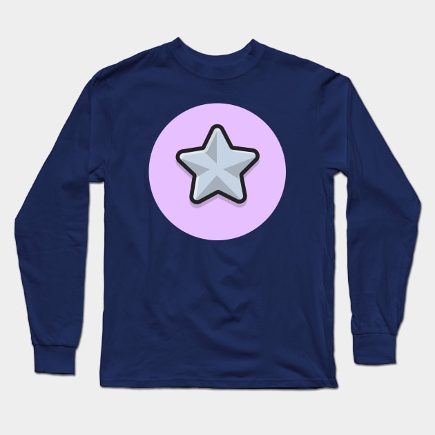 Silver Star Cartoon Vector Icon Illustration Long Sleeve T-Shirt by Catalyst Labs